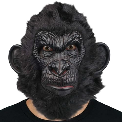 Aofonchy Maschera da Gorilla, Divertente Costume da Scimmia, Maschera in Lattice Realistica, Maschere da Gorilla Pelose, Copricapo da Gorilla Traspirante per Carnevale Halloween