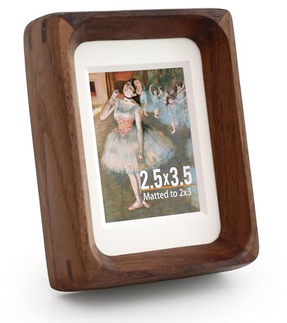 SoochART Walnut Wood Picture Frame,Picture 2x3 with Mat or 2.5x3.5 Without Mat,Standing Desk Photo Frame 2.5 by 3.5,Plexiglass,Tabletop or Wall Display
