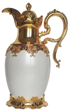KESOTO Arabic Insulated Thermal Coffee Carafe Teapot Thermal Urn Vacuum Pot Insulated Teapot for Outdoor, Gold 28cmx32cm