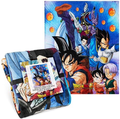 Dragon Ball Z Manta Cama 150 x 130 cm, Goku Vegeta, Cobija de Invierno Suave para Sofá o Viaje, Regalos de Anime para Niños