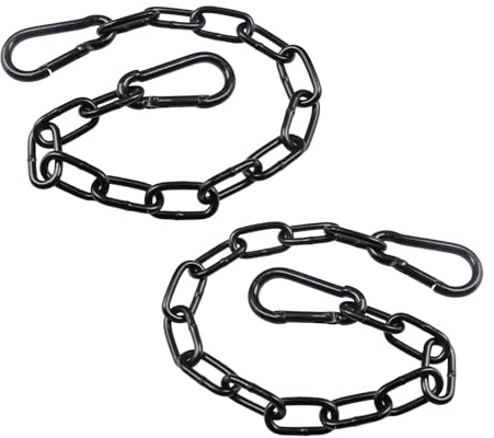 Yphzmtz 2 Stück Edelstahl Ketten mit Karabiner, Stahlkette 0.5m Kette Edelstahl Gliederkette 3mm, Starke Verlängerungskette für Hängesessel, Zauntore, Haustiere, Gartentore (Schwarz)