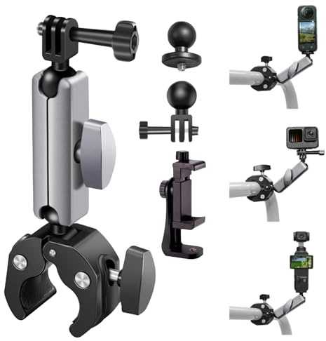 YAEGIMHT Kamera/Handy Halterung Kompatibel mit DJI/GoPro, 360° 360 Grad Drehbare Motorrad/Fahrrad Halterung, für 4-6,8 Zoll Mobiltelefone, Kamera Max Hero 13/12/11/10/9, Action Cam Zubehör
