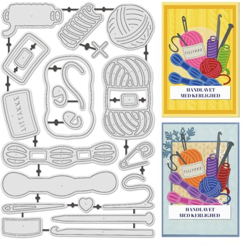 UNICRAFTALE 22pcs Knitting Carbon Steel Cutting Dies Stencils Sewing Tool Cutting Dies for Paper Card Making Sewing Needle Thread Embossing Paper Dies Stencils for Scrapbooking Photo Album