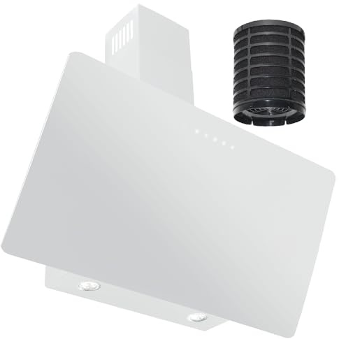 VLANO MELIA PLASM Kopffreihaube, 90 cm, weiß, Plasma-Dunstabzugshaube, Touch-Bedienung, Fernbedienung, 680 m³/h, LED-Beleuchtung, PLASMA Schräg Wandhaube mit Plasma-Luftreinigung, 4 Leistungsstufen