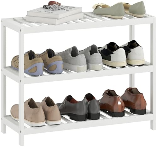 HOMCOM Schuhregal mit 3 Ebenen für 9 Paar Schuhe, Flur, Eingang, Weiß