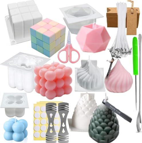 Kerzenformen zum Gießen Kerzen Selber Machen set Kerzen Form Silikon Bubble Kerzen Formen Silikonform Kerzen Selber Machen set für DIY Aromatherapie Kerzen Herstellung Supplies 2025 6STK