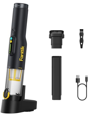 Fanttik Slim V10 Lite Cordless Handheld Vacuum, 0.98lb Lightweight with All-in-One Base Design, 12000Pa Suction & Smart LED Display, Portable Mini Vacuum Cleaner for Kitchen Table, Home, Car
