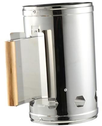 iplusmile Allume-cheminée à Charbon Inoxydable pour Barbecue Extérieur Poignée en Bois Isolante – Outil Rapide D’allumage du Charbon – Compatible Poêle à Bois et Brasero