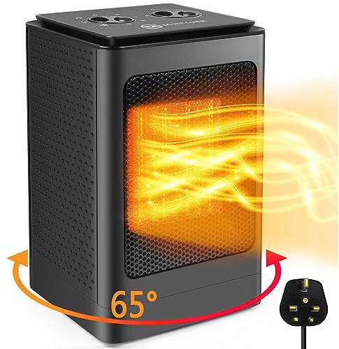 Portable Space Heater, Fan Heaters for Home Low Energy Silent, 750W / 1500W PTC Electric Heater with Tip-Over and Overheat Protection, 6 Adjustable Modes & Thermostat, Suitable for Office Home Dorm