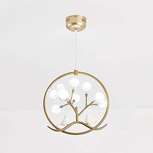 YRYRYW Ramas Creativas Fireflies Bird Circular Circularier, lámparas de decoración del Pasillo del Corredor de Oro, lámpara de Techo de Sombra de lámpara acrílica, Fuente de luz G4 Bird -Gold Light N