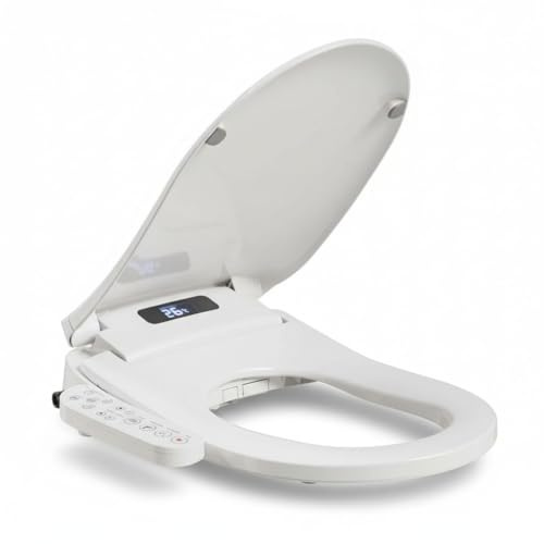 Nashi - Tapa de Inodoro Inteligente con Bidet Eléctrico | Asiento Calefactable | Agua Caliente | Secado con Aire | Apertura Automática | Pantalla LCD (Forma en U)