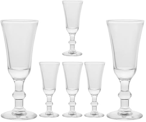 Garneck Lot de 6 Verres à Liqueur Transparents en Verre avec Pied pour Bar à Domicile pour Cocktails Spiritueux et Dégustations Usage Fête Mariage et Réunion Capacité Standard