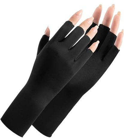Bemonew 1 Pair UV Protection Gloves Fingerless UPF50+ for Gel Manicures & Nail Art