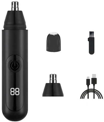 Nasenhaartrimmer Herren mit 360° Doppelklinge, leiser Nasentrimmer Testsieger-Stil, Akku Nose Hair Trimmer für Nase, wasserdicht IPX7, präziser Nasenhaarschneider für empfindliche Haut