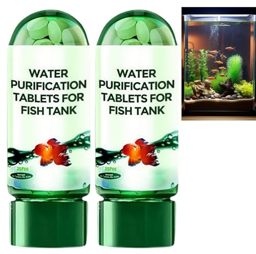 2PCS Powerful Water Purification Tablets: Polymer Macromolecules Aquarium Algae Remover & Fish Tank Cleaner, Fish-Friendly Water Conditioner to Remove All Kinds of Turbidity, Efficient and Gentle