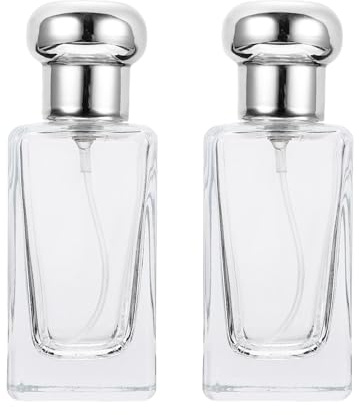 IDEANATEGRATE Flacone Spray per Profumo Ricaricabile 25ml in Vetro Argento, 2 Pezzi, Ermetico e Riutilizzabile, per Viaggio e Uso Quotidiano