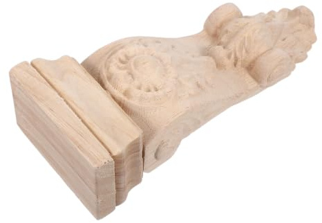 MAGICLULU Chapiteau de Colonne en Bois Beige Sculpté, Support D'étagère Élégant Style Européen, Installation Facile pour Décoration D'îlot Cuisine et Maisons de Luxe