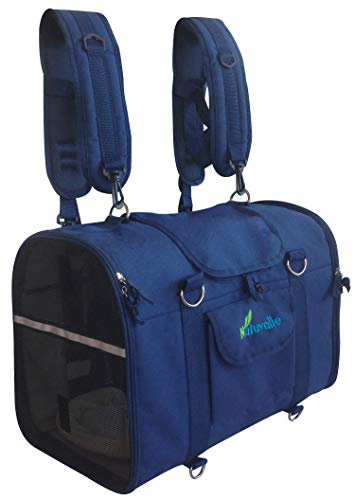 6-in-1 Stabiler Haustier-Rucksack, Front/Brustträger, Schulter & Handtasche, Autositzkiste, 2-Positionen für einfache Passform unter Flugzeugsitzen, Weiche Tiertransporttasche. Für Haustiere 41-46 cm