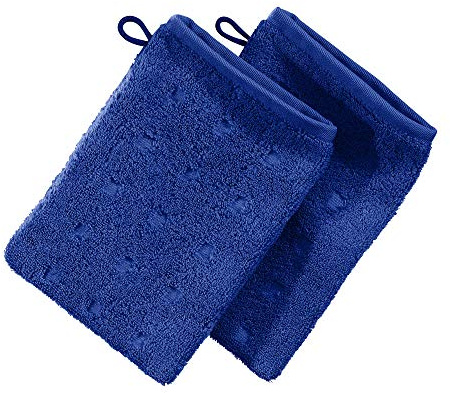 Möve Waschhandschuh Quadretti 2er-Pack Walk-Frottier royal Größe 15x20 cm