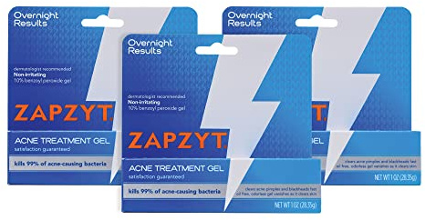 Zapzyt Maximum Strength 10% Benzoyl Peroxide Acne Treatment Gel 1 oz. (Pack of 3)