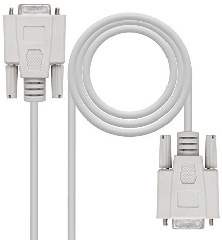 Nanocable 10.14.0602 - Serieller RS232 Kommunikationskabel, Nullmodem, DB9/H-DB9/H, Femelle-Femelle, Beige, 1.8 mts