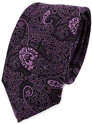 TigerTie schmale Krawatte in lila violett flieder Paisley gemustert - Tie Binder