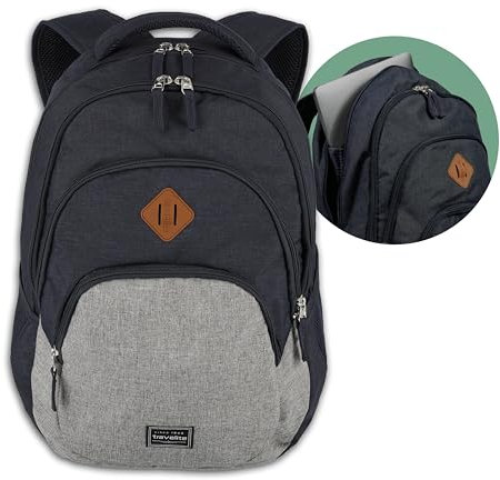travelite hand luggage backpack, laptop backpack 15.6 inch, BASICS, daypack, daypack with many compartments, 45 cm, 22 liters