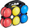 Relaxdays 3 x Boccia Spiel, 18 Petanque Kugeln in 3 Farben, Kunststoff, mit 3 Zielkugeln & Tragekorb, Boule Set für Kinder, bunt