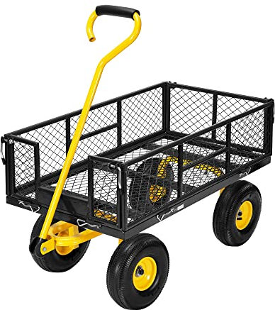 VIVOHOME Gartenwagen Garten Karre mit abnehmbaren Seiten Handwagen bis 400kg Robuster Gartenwagen mit 4” Luftreifen Transportwagen mit 180° drehbar Griff für Garten Camping Festival