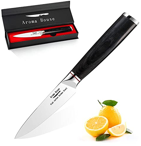 Aroma House Gemüsemesser Obstmesser 4 Zoll,Küchenmesser Klein,Schälmesser Sehr Scharfe Geschmiedete Klinge Ergonomischer Griff Besteck Deutscher Edelstahl paring knife