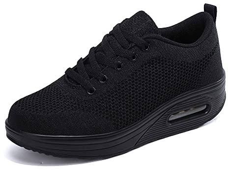 Zapatillas Mujer Deporte Air Cuña Running Sneakers | Malla transpirables,cómodas,ligeras,Trainers,senderismo,fitness