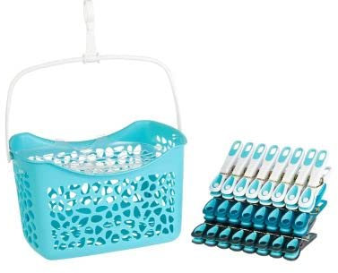 Lakeland Peg Basket Caddy & 24 Matching Soft Grip Pegs - Suitable for Delicates Handy Peg Storage