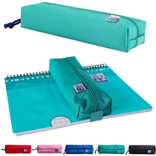 Oxford Federmäppchen für Mädchen und Jungen, Federmappe Turkis mit Gummiband, Etui rechteckig 22cm