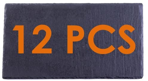 eGenuss 12 platos para aperitivos tapas sushi postre quesos y embutidos | Bandejas de pizarra rectangular para servir 30x15 cm