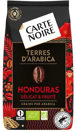 CARTE NOIRE - Café Grain Bio Sélection Honduras - Paquet de 1 kg | Intensité 6 - 100% Arabica du Honduras - Délicat & Fruité - Torréfaction Blonde - Certifié Rainforest Alliance