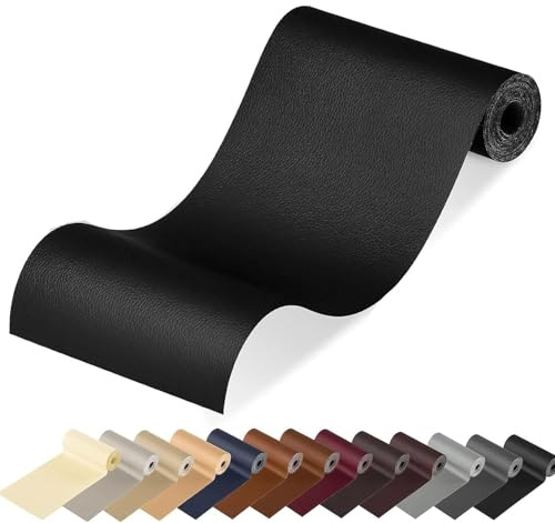 MICTER Grande Pelle Adesiva per Riparazioni, 40x200cm Patch Pelle Adesiva, Toppe per Riparazione Autoadesive per Riparazione per Divano, Sedile Auto, Mobili, Borsa in Pelle, Tappezzeria(Nero)