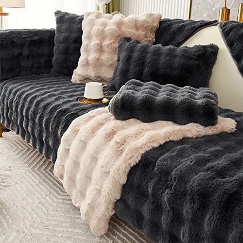 Racib Sofa Überzug Samt Ecksofa L Form, Sofabezug Sofabezug rutschfest Plüsch, Couch Überzug u Form Sofaüberwurf rutschfest, Sofaschoner Hund Sofadecken Für Sitzfläche,T-110x210cm