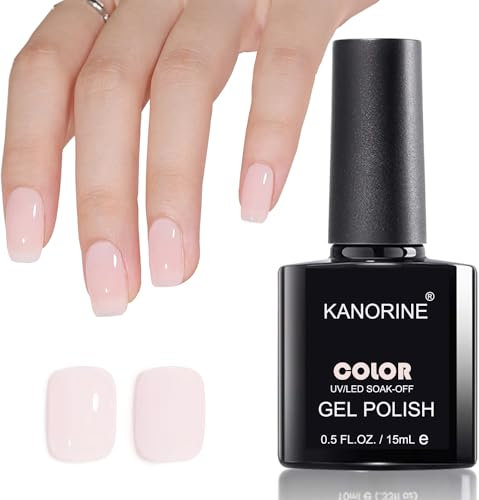 KANORINE Sheer Light Pink Gel Nail Polish, Jelly Milky Pink White Peach Translucent Color GEL POLISH UV Light Cure Gel Polish for Nail Art DIY Manicure and Pedicure at Home 15ML