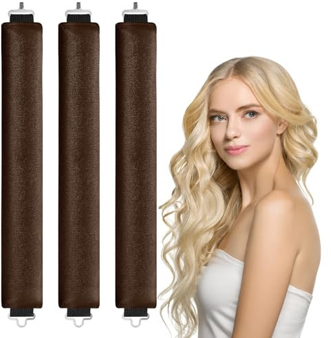 LOPHE Rizador de Pelo Sin Calor, 3Pcs Rizador Pelo Sin Calor de goma, Rizos Sin Calor, Rizador Pelo Ondas con Gancho, Persona Perezosa Rizador de Pelo para Cabello Largo Medio Corto