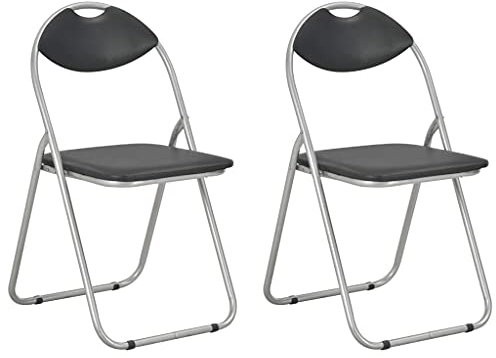 THOYTOUI Klappbare Esszimmerstühle 2 STK. Essstühle Lounge Sessel Dekorative Stühle Arbeitsstuhl Geeignet für Schlafzimmer Bar Küche Atelier Schwarz Kunstleder