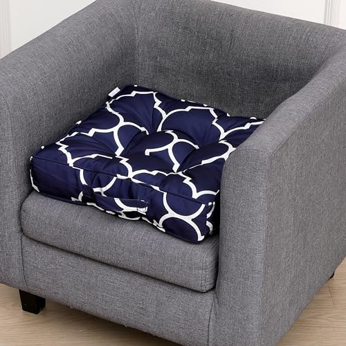 RACE LEAF Cuscino rialzo per poltrona, grande, quadrato, 45 cm, con sollevamento di 10 cm di spessore, morbido al tatto, in cotone per anziani, post-operatorio, gravidanza, sfoderabile e lavabile, blu