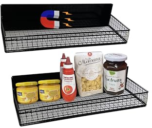 Bruda 2 Pack Large Magnetic Shelves Spice Rack Organizer for Washing Machine, Fridge, Refrigerator, Oven, Coffee Maker, Metal Peg Board 009