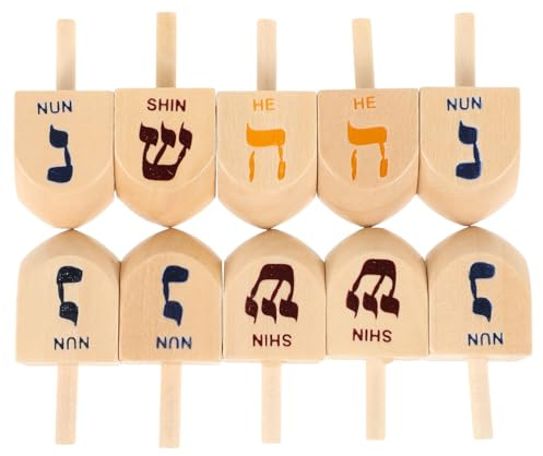 TOYANDONA 10 Stück Chanukka-Dreidel Aus Holz Für Kinder – Mini-Dreidel-Spielzeug Für Gruppenaktivitäten – Ergonomisches Design Für Einfaches Drehen Und Spaß Während Chanukka