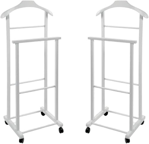 MA MAISON Doppio Indossatore da Camera in Legno di Faggio 43x33xH105cm Per Ordinare e Tenere in Perfetto Stato i Tuoi Abiti - Elegante e Funzionale in Tutti gli Ambienti (Doppio, Bianco)