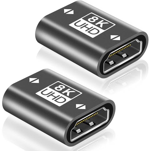 BRV Explorer HDMI Kupplung 8K 2 Pack, HDMI Buchse auf Buchse Verbinder 2.1, HDMI Verlängerung Adapter Kompatibel mit 8K@60Hz/ 4K@120Hz UHDHDR eARC 3D Dolby, für Laptop, HDTV, PC, Monitor, Roku TV