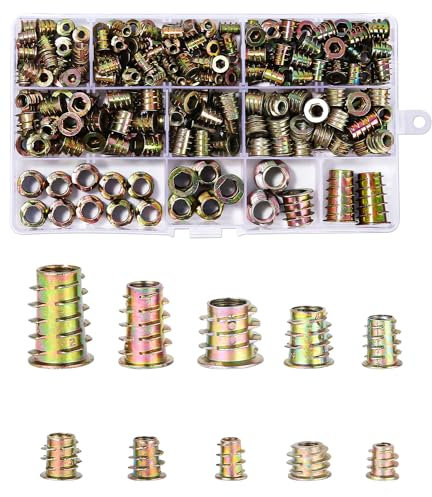 236 dadi di avvitamento, in legno, M4, M5, M6, M8, M10, in lega di zinco, inserti filettati per mobili in legno, inserti filettati