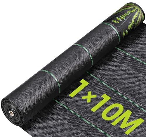 Welzona Weed Control Mat 1M x 10M Long Garden Weed Fabric, Water Permeable, Tear Resistant Weed Mesh with High UV Stabilization