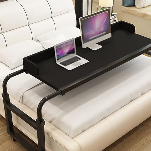 Tables de lit, Tables de lit à Hauteur réglable avec roulettes, Chaise de lit pour Fauteuil Roulant pour Personnes handicapées, Plateau pour Ordinateur Portable, Bureau à roulettes, Grand fo