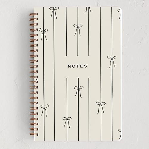 Minted Black Bow Notebook, Writing Journal for Notes & Journaling, Durable Paper Cover, Modern, Colorful & Simple Spiral Bound Journal Notebook with 160 Lined Pages, 5.5 x 8.5