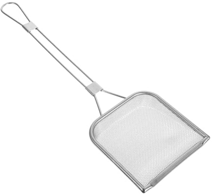 DECOMELODY Cuchara Coladora de Acero Inoxidable para Residuos de Aceite Colador Cuadrado para Freír Papas Fritas y Pollo Espumadera de Malla Fina Mango Largo para Cocina